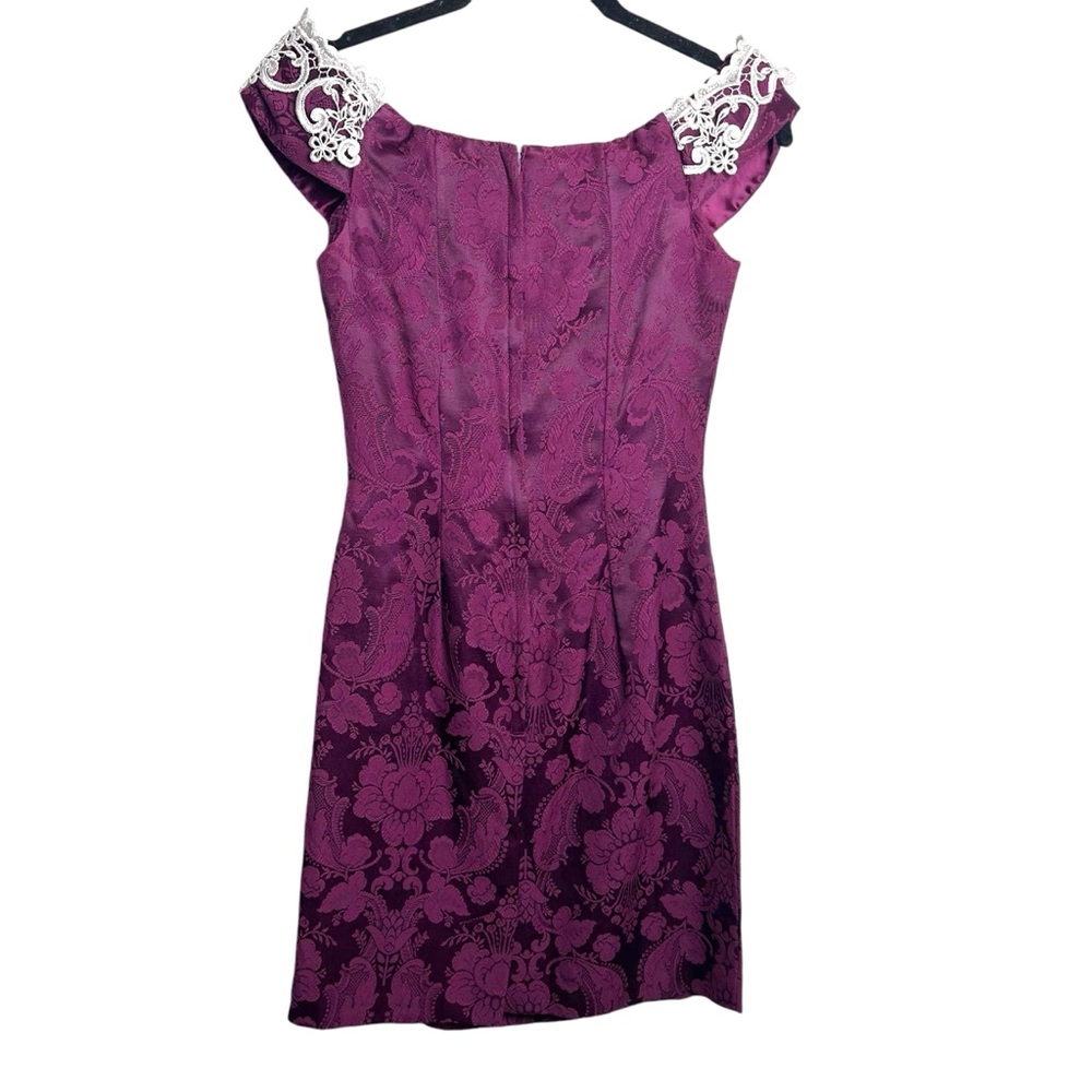 Jessica McClintock Brocade off shoulder Gunne Sax Dress lace top back zip EUC - Picture 5 of 9